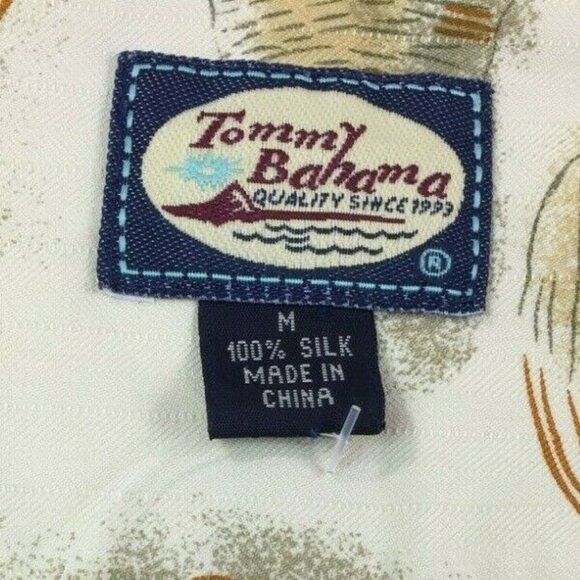 Tommy Bahama Men's Hawaiian Shirt Beige Yellow Life Weekend Shells Size Medium - Picture 6 of 8